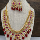 Red Stones and CZ Short Necklace