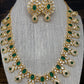 CZ Green Stone Pearls Short Necklace