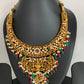 Goddess Lakshmi Red Green Beads Kanthi Neckline Necklace