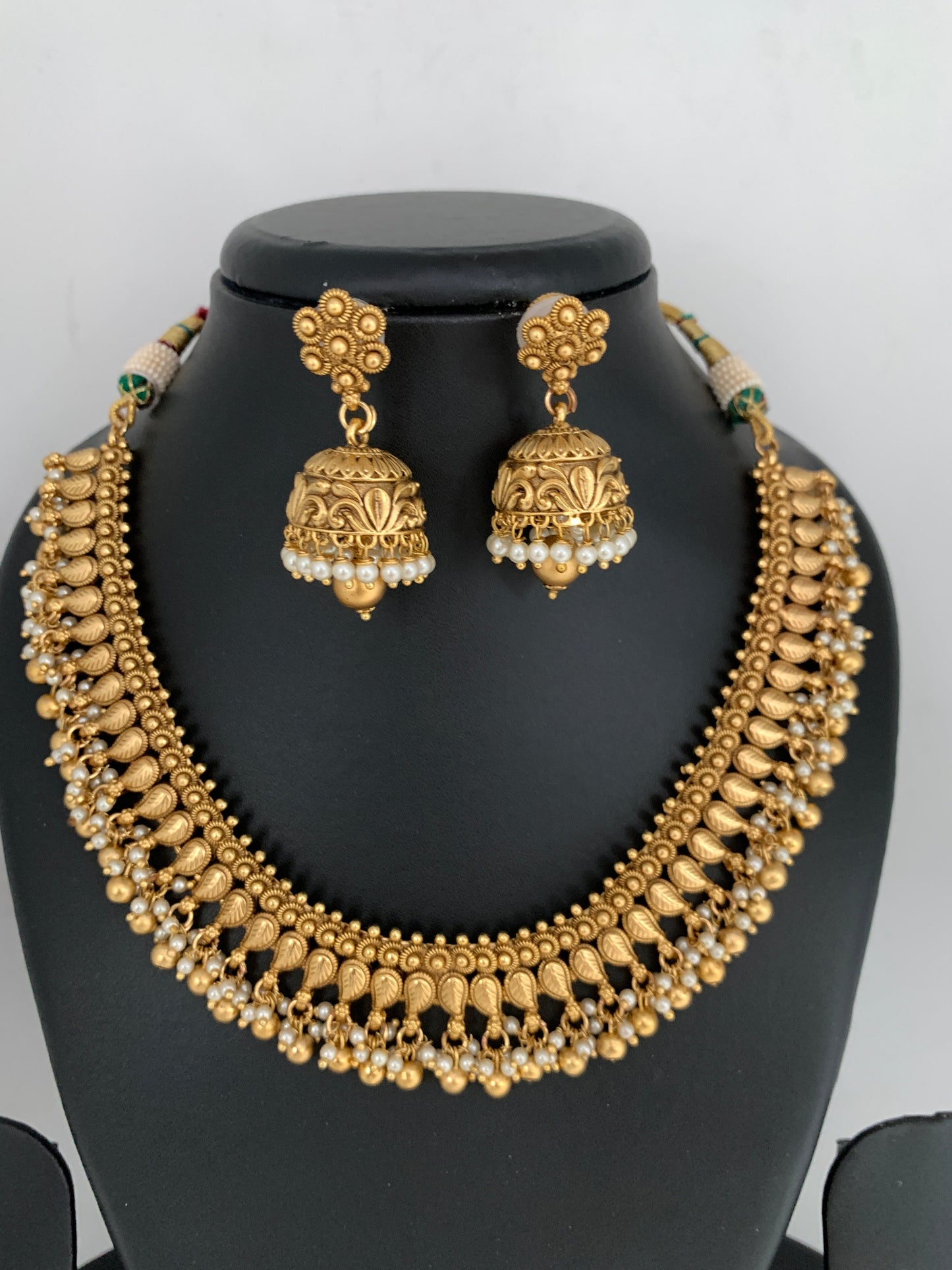 Golden Leaf Neckline Ethnic Necklace