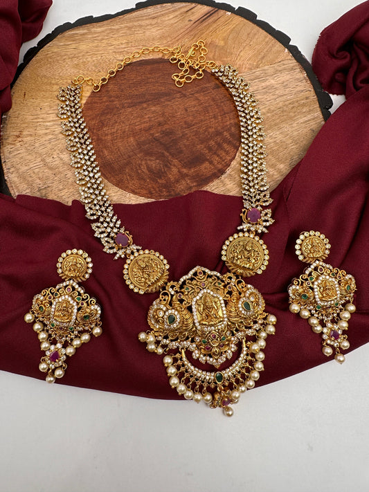 Goddess Lakshmi CZ Matte Finish Necklace