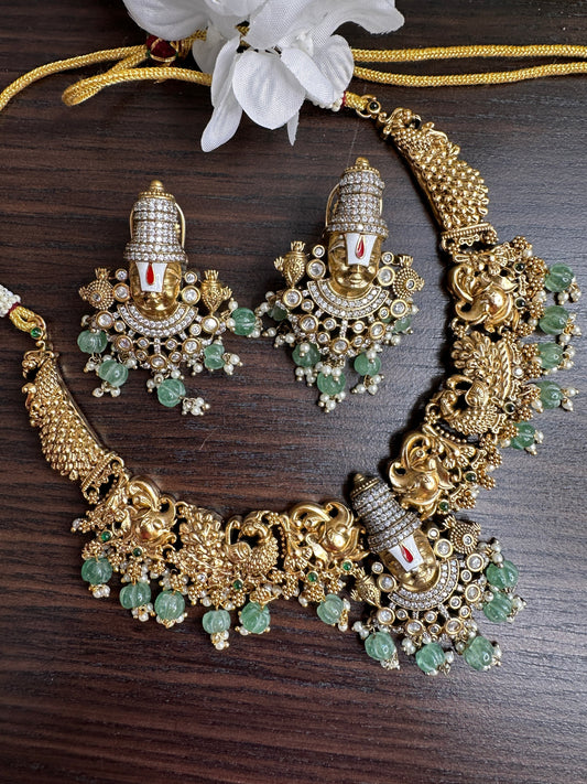 Matte Geru Finish Balaji Neckline Necklace