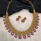 Kempu Goddess Lakshmi Bottu Necklace