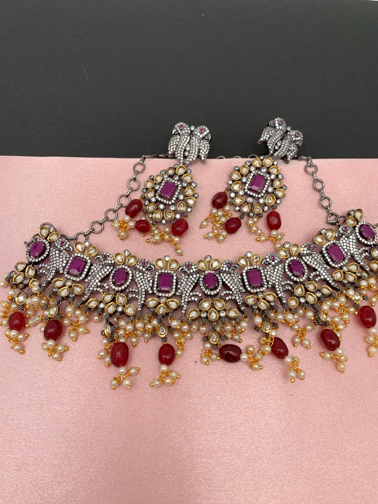 Kundan AD Red Stone Victorian Choker