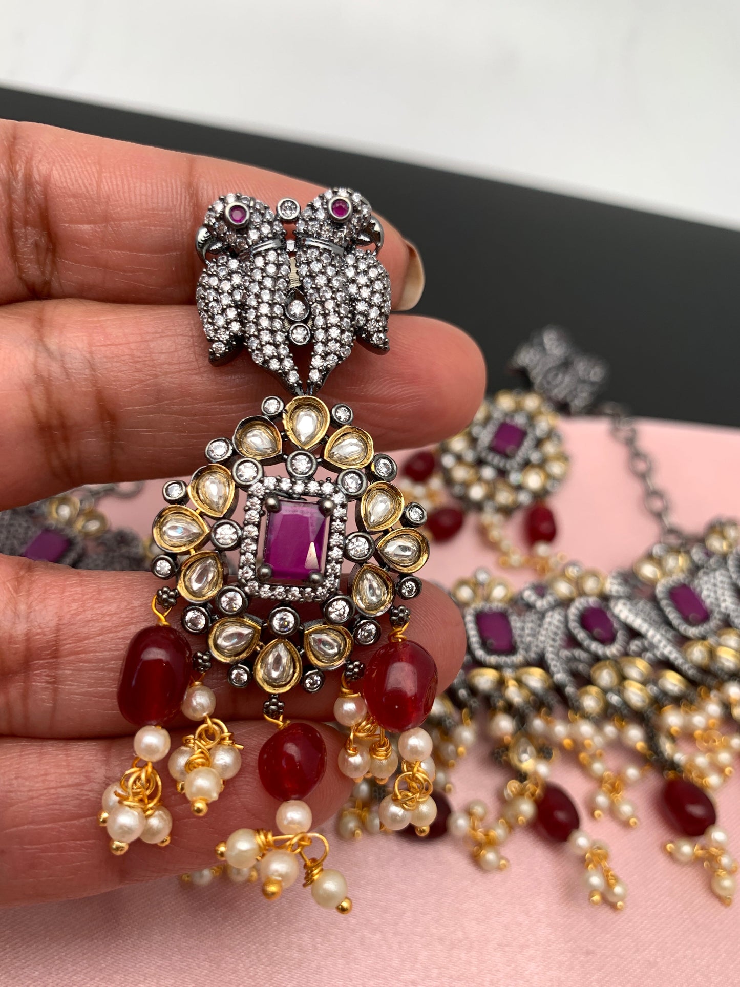 Kundan AD Red Stone Victorian Choker