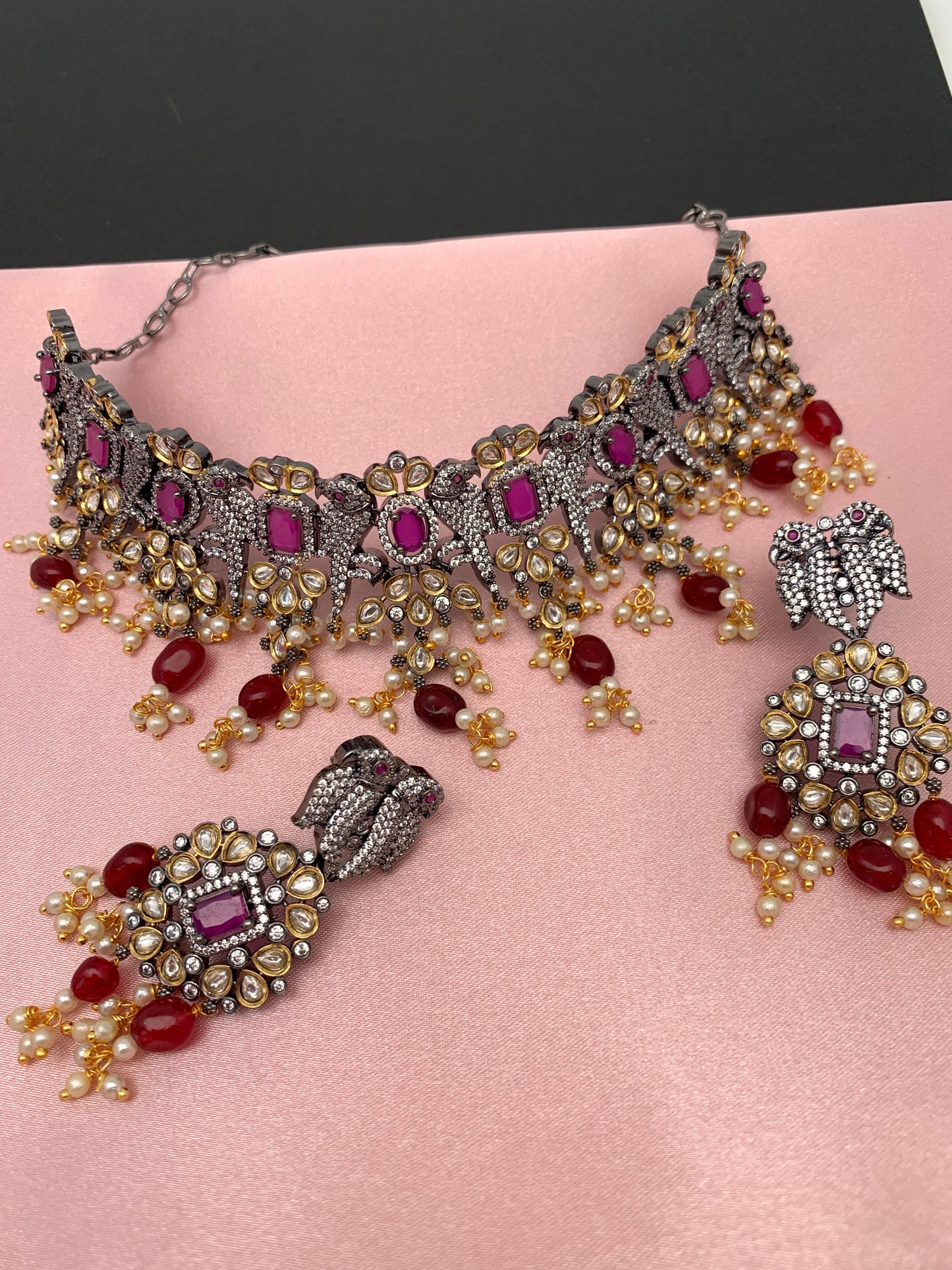 Kundan AD Red Stone Victorian Choker