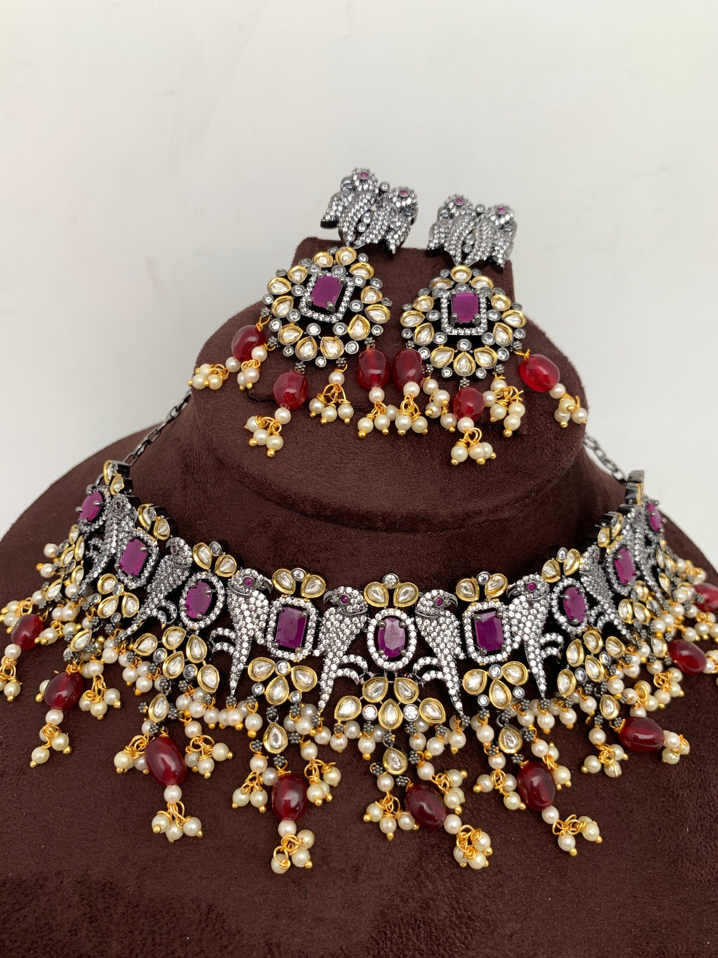 Kundan AD Red Stone Victorian Choker